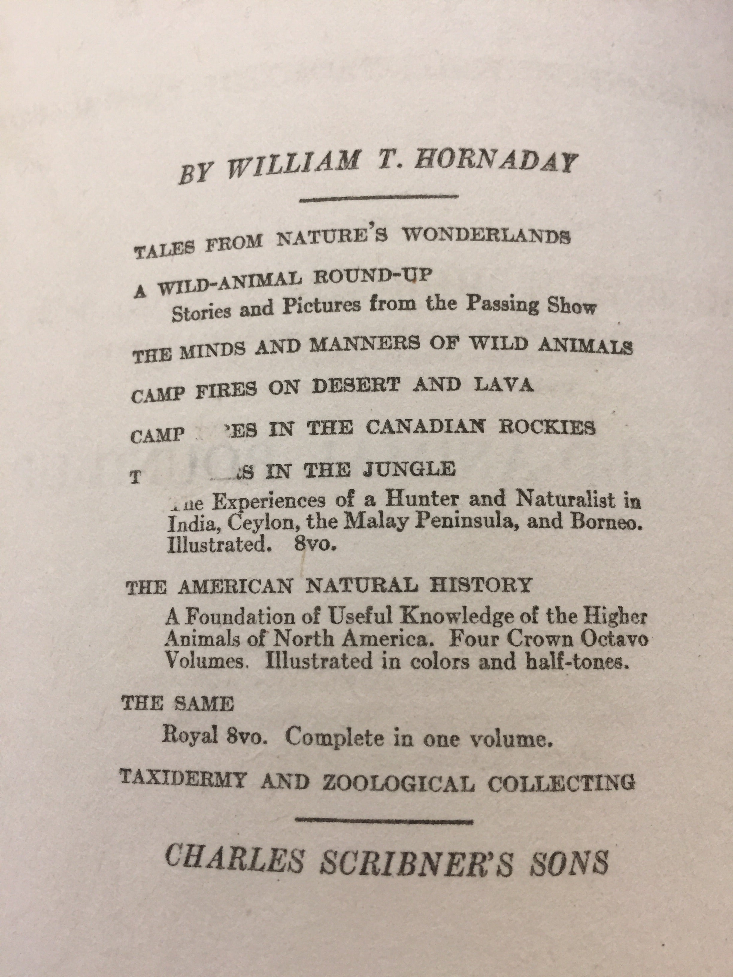BOOKS - A Wild Animal Roundup by Hornaday