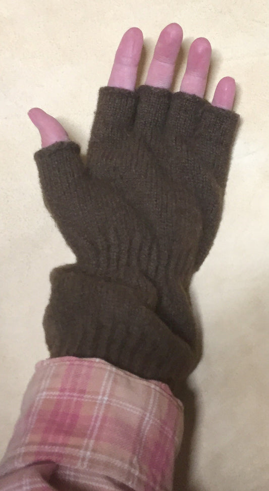 SALE SALE - Fingerless bison down gloves - Wrist Warmer/extended cuff version