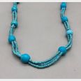 Vintage Turquoise Blue Trade Bead 3 strand necklace -