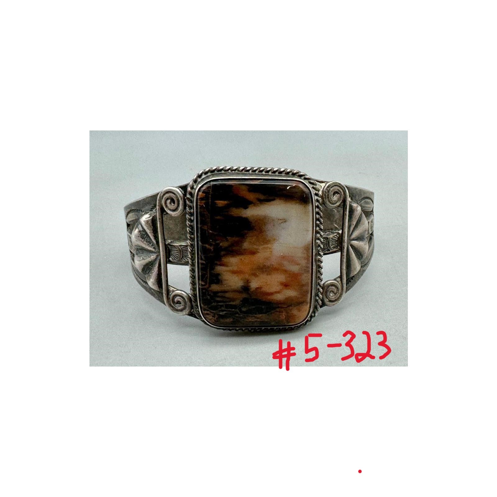 Sterling Silver and Petrified Wood bracelets - 1940's Native Made