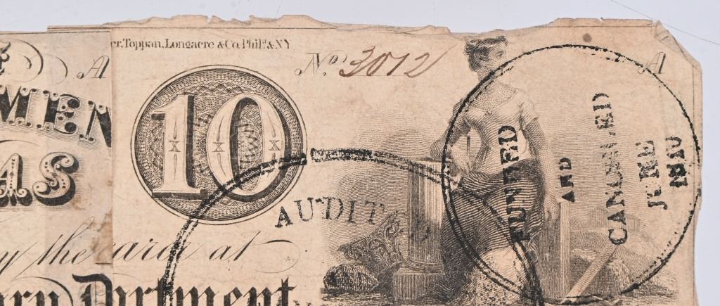 Republic of Texas - Sam Houston Signed $10 Note
