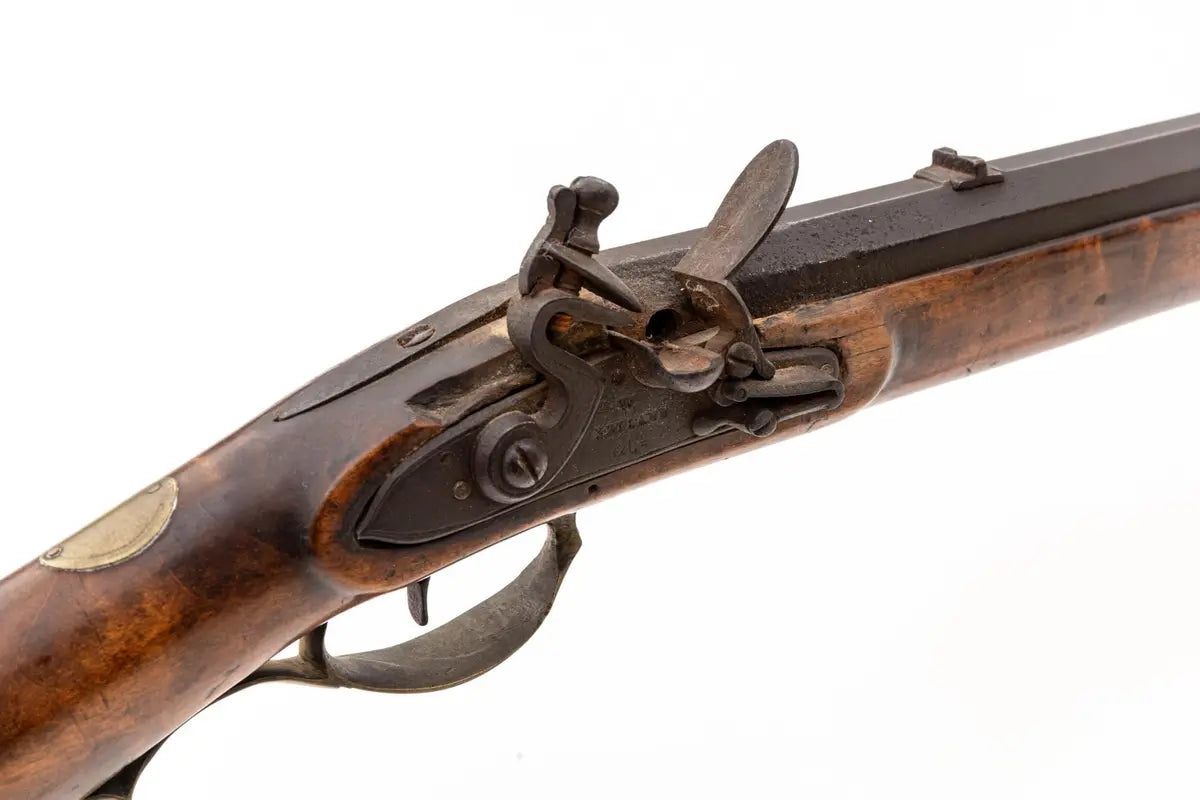 Antique American Flintlock Kentucky Rifle, with English Lock