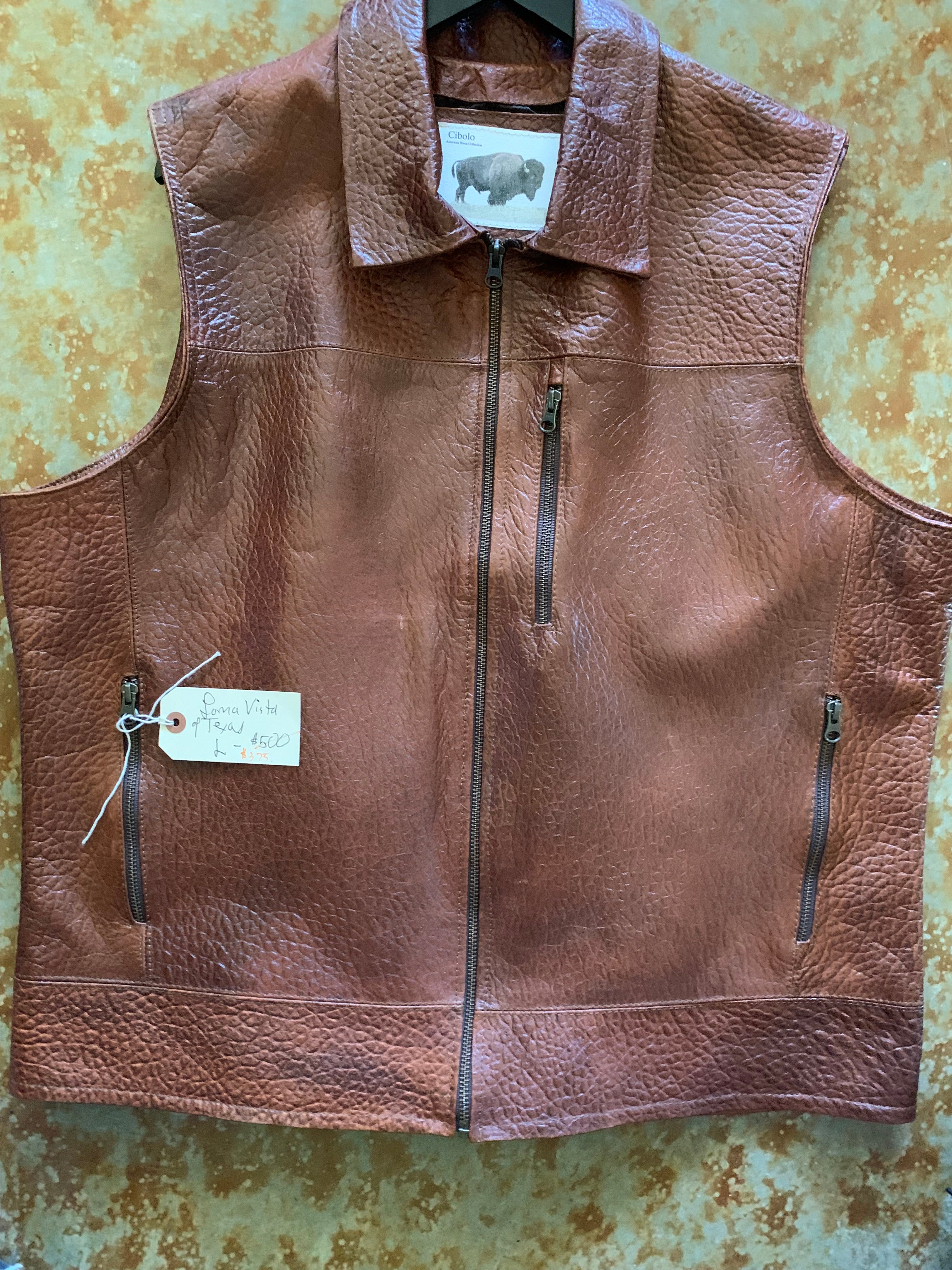 Loma Vista of Texas - Special Edition collared bison leather vest - large
