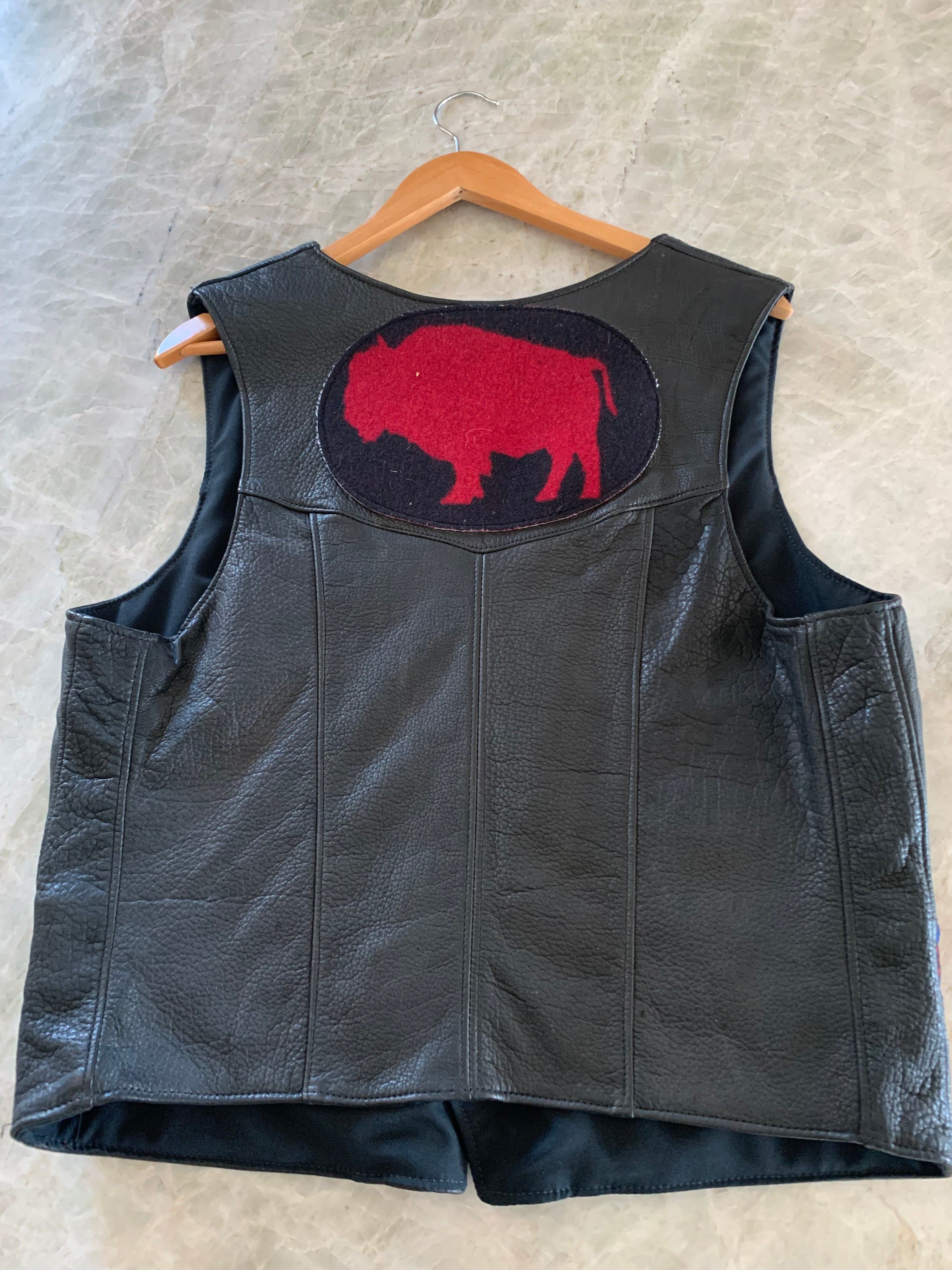 Ladies Bison Leather/Pendleton Wool vest - large