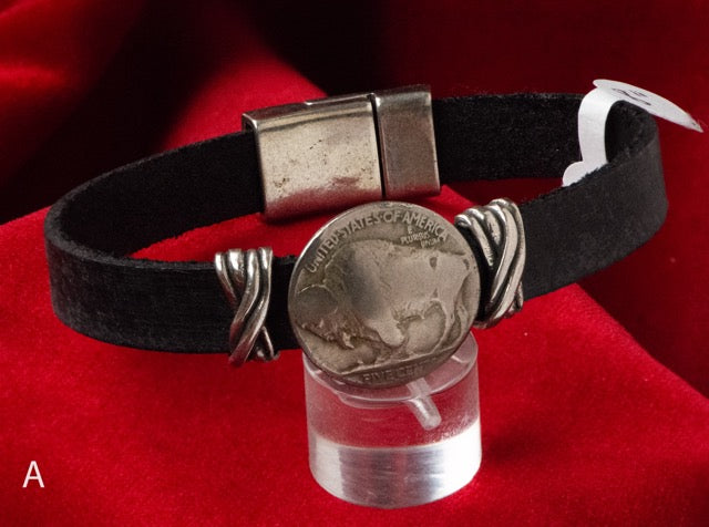 Cathy Crelling - Bracelets Crelling Bison Leather / Silver / Buffalo Nickel