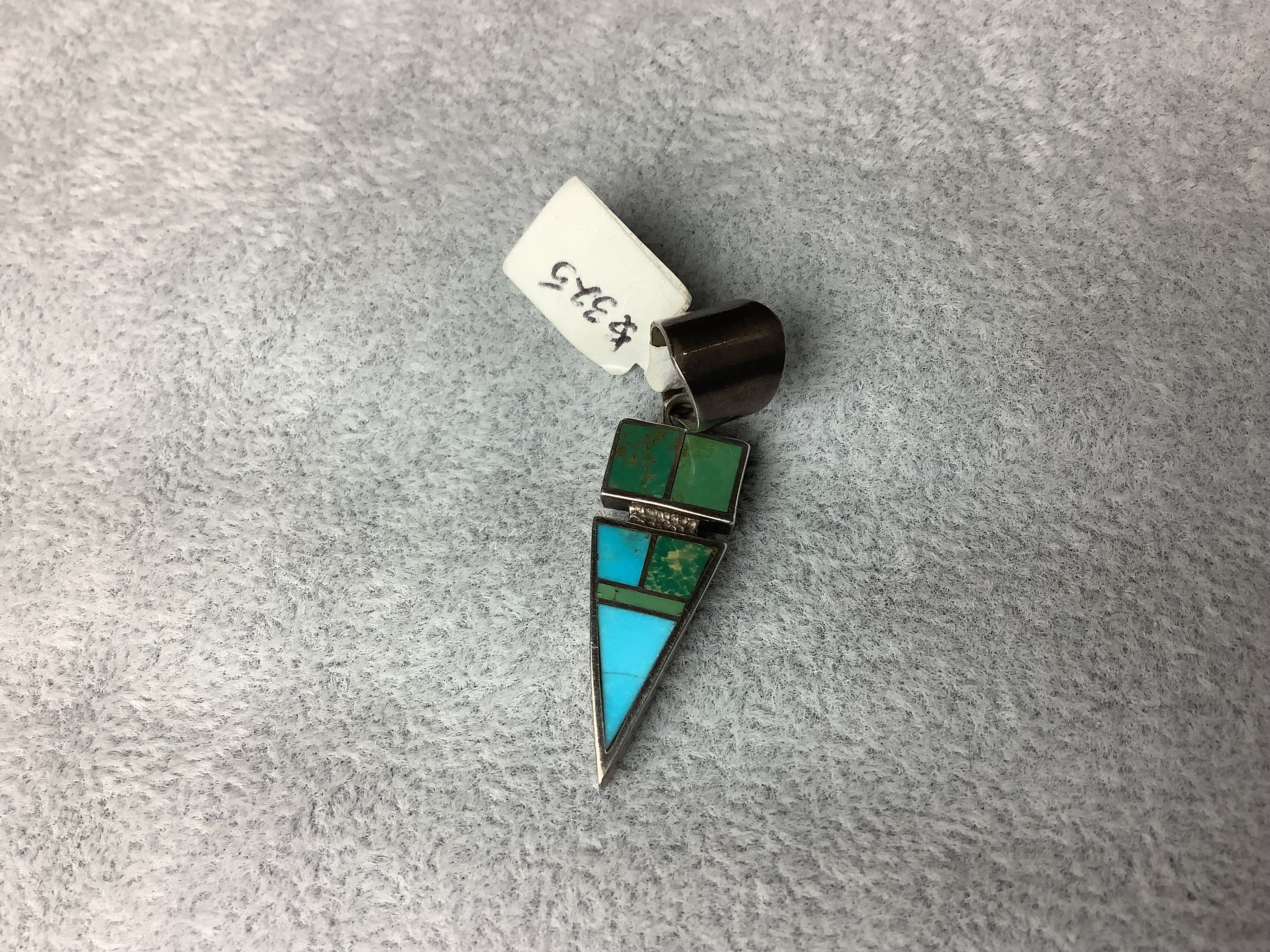 Inlayed Turquoise Pendant - sterling silver finding