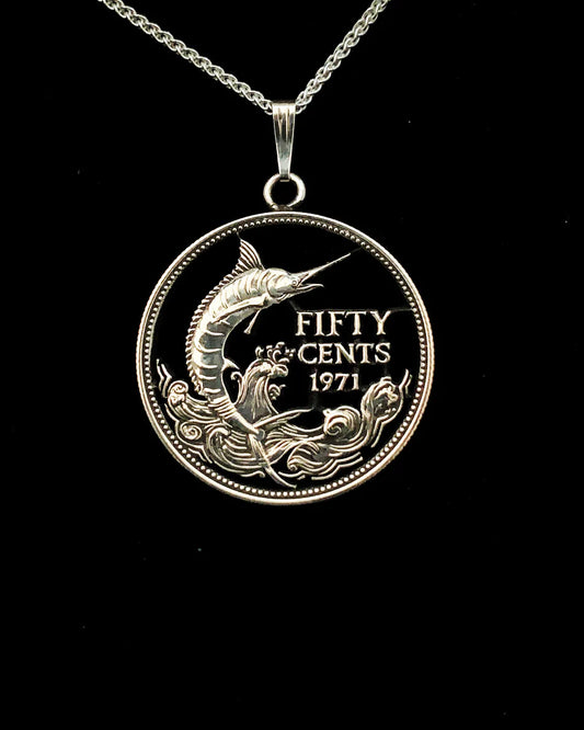 Hand Cut Coin Jewelry from Jarrett Leone in New Hampshire - Bahamian Silver 50 cent coin