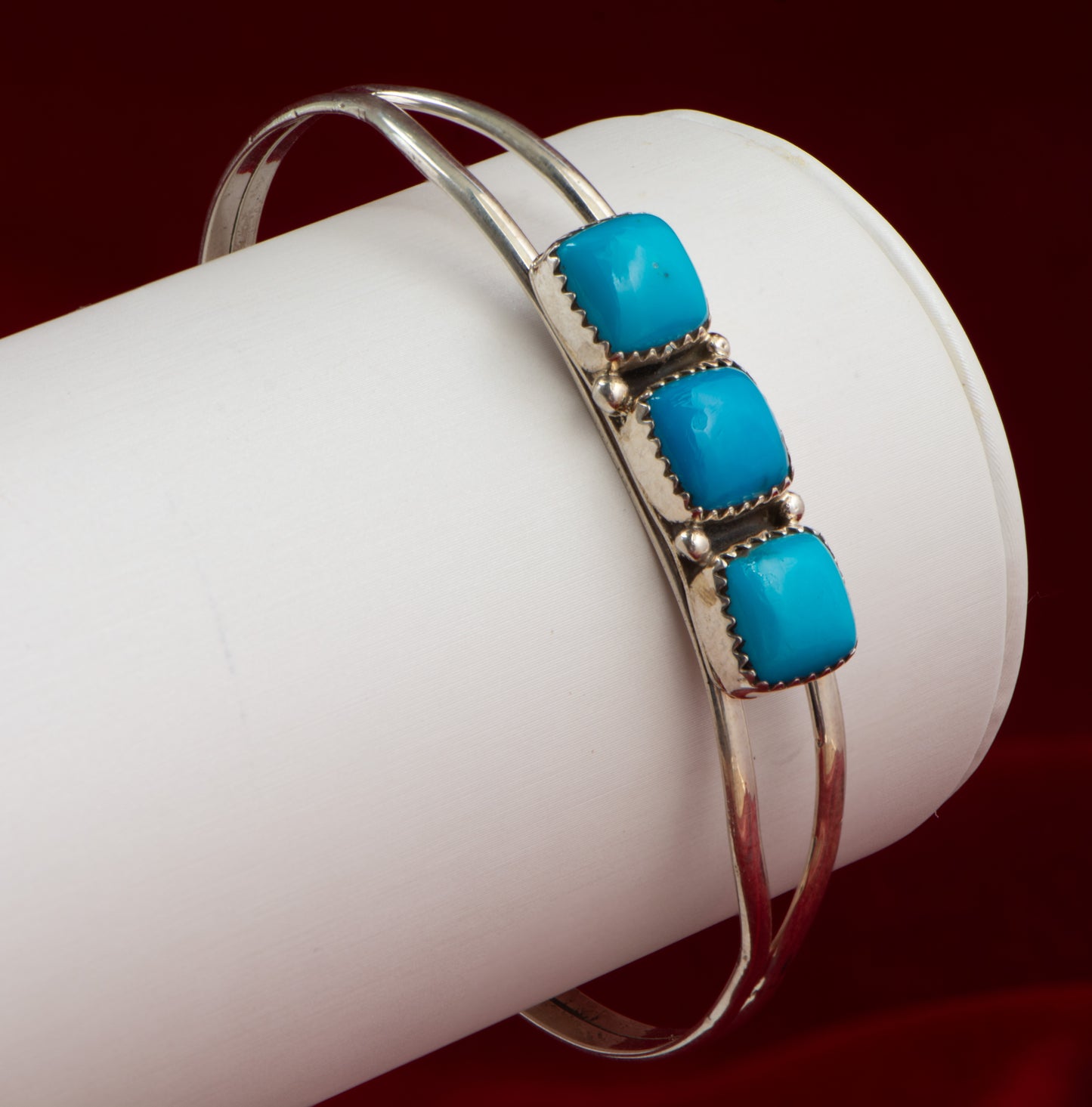 Silver Pearl Ranch - 3 stone Kingman Turquoise Bracelet/Cuff