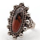 Beautiful Vintage Navajo Ring - Coin Silver and Agate of Petrified Wood
