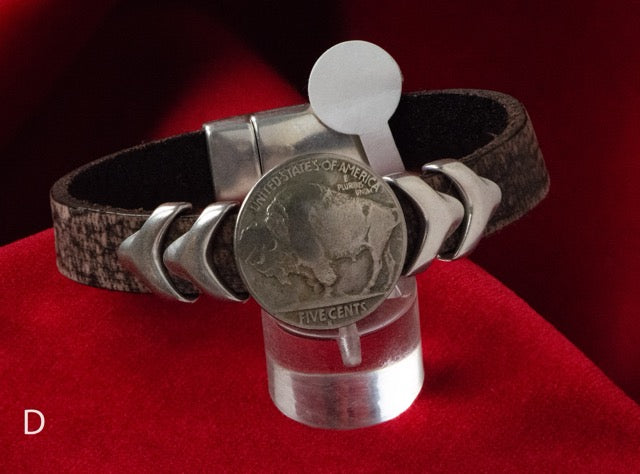 Cathy Crelling - Bracelets Crelling Bison Leather / Silver / Buffalo Nickel