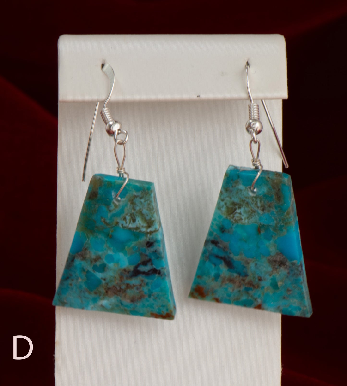 Silver Pearl Ranch - Stabilized Composite Turquoise Geometrics with Sterling Silver french hooks