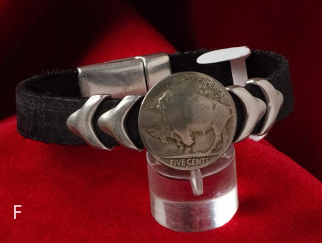 Cathy Crelling - Bracelets Crelling Bison Leather / Silver / Buffalo Nickel