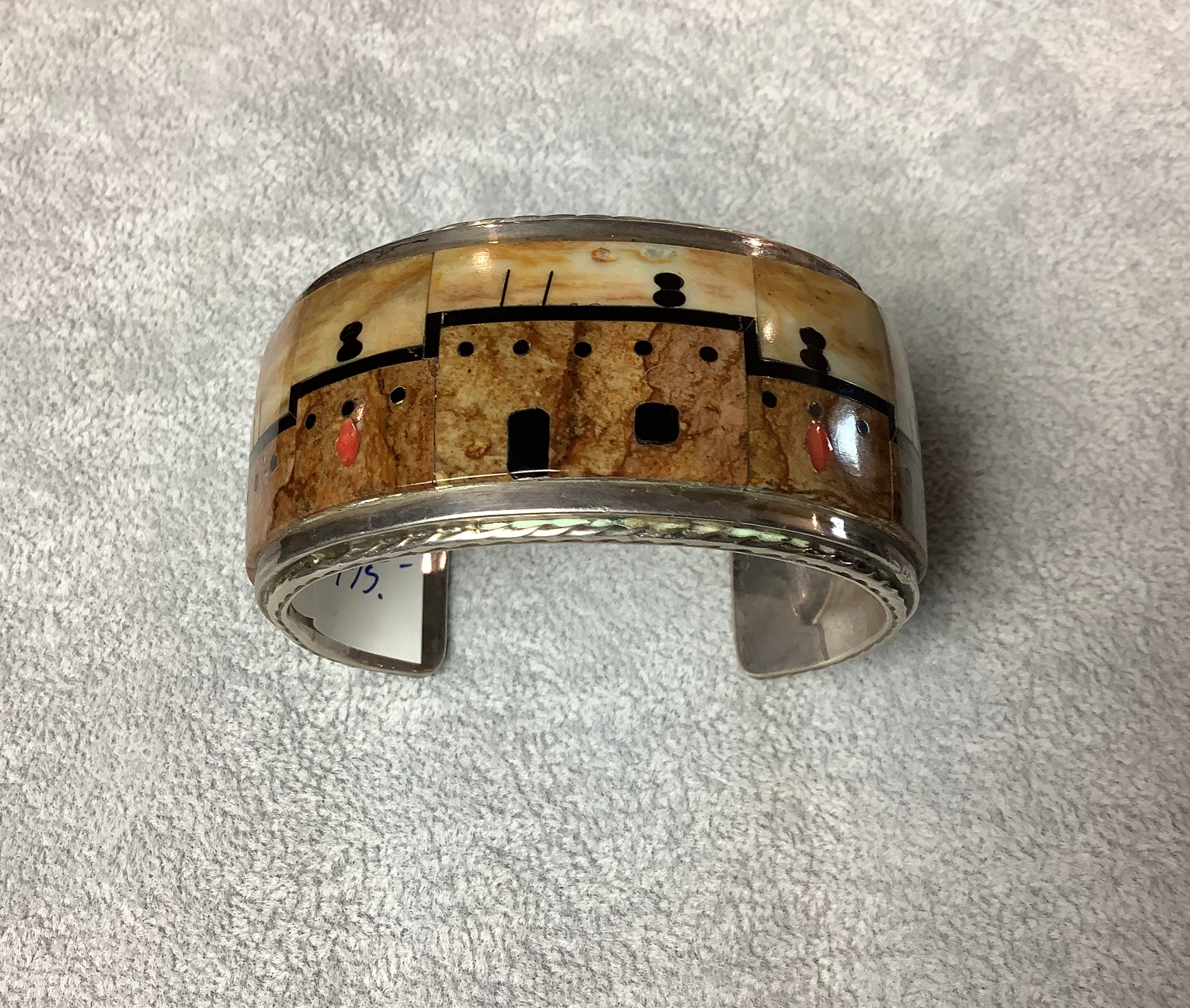 Heavy Cuff - Pueblo Storyteller in stone inlay