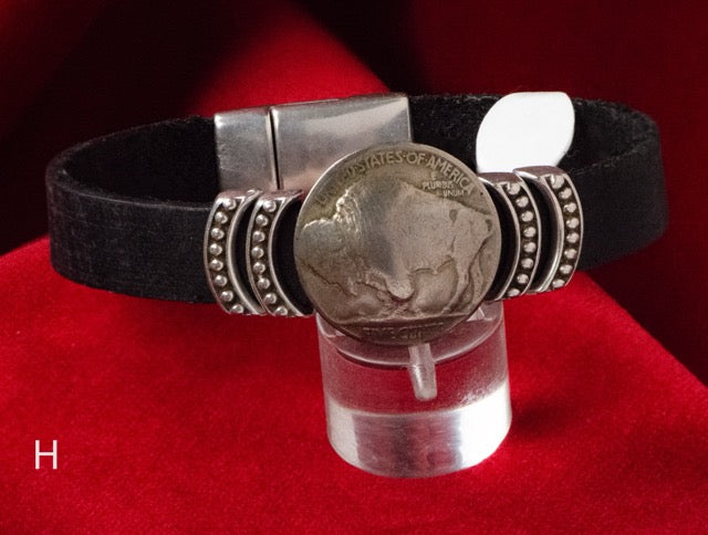 Cathy Crelling - Bracelets Crelling Bison Leather / Silver / Buffalo Nickel