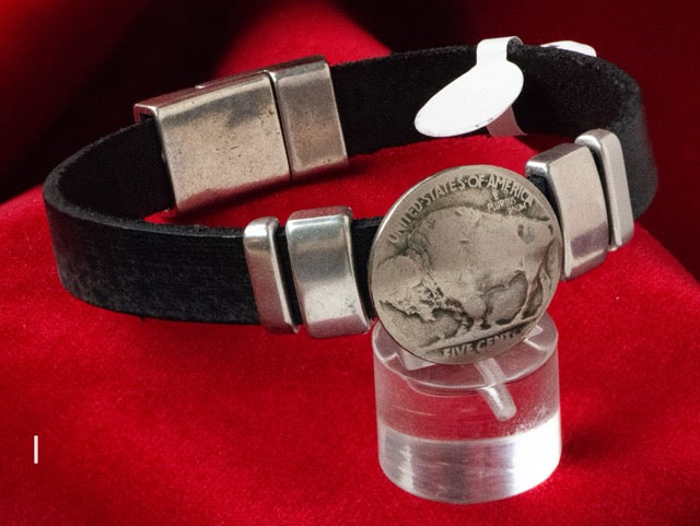 Cathy Crelling - Bracelets Crelling Bison Leather / Silver / Buffalo Nickel