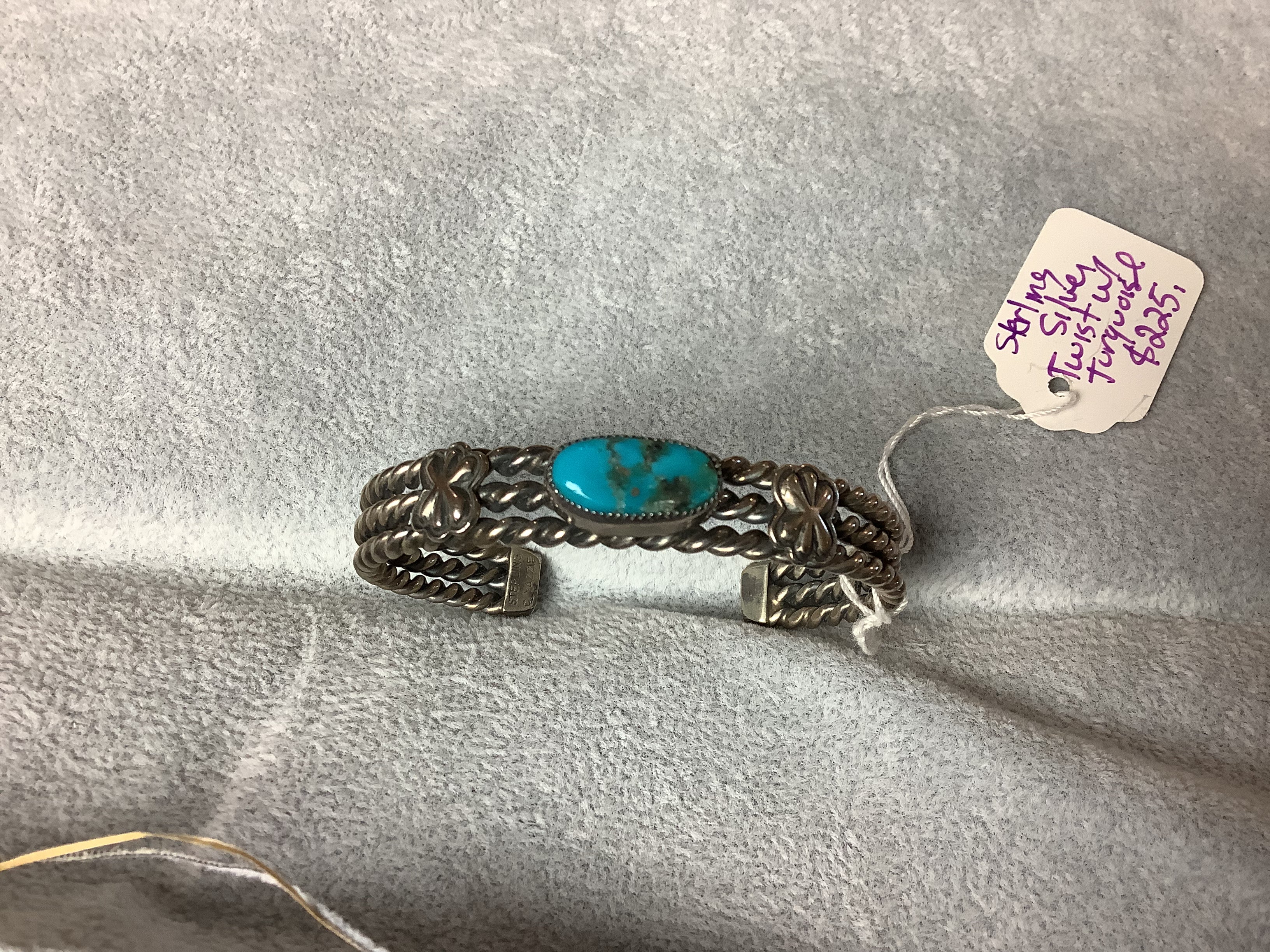 Silver Pearl Ranch - Turquoise nugget and sterling silver twist cuff/bracelet