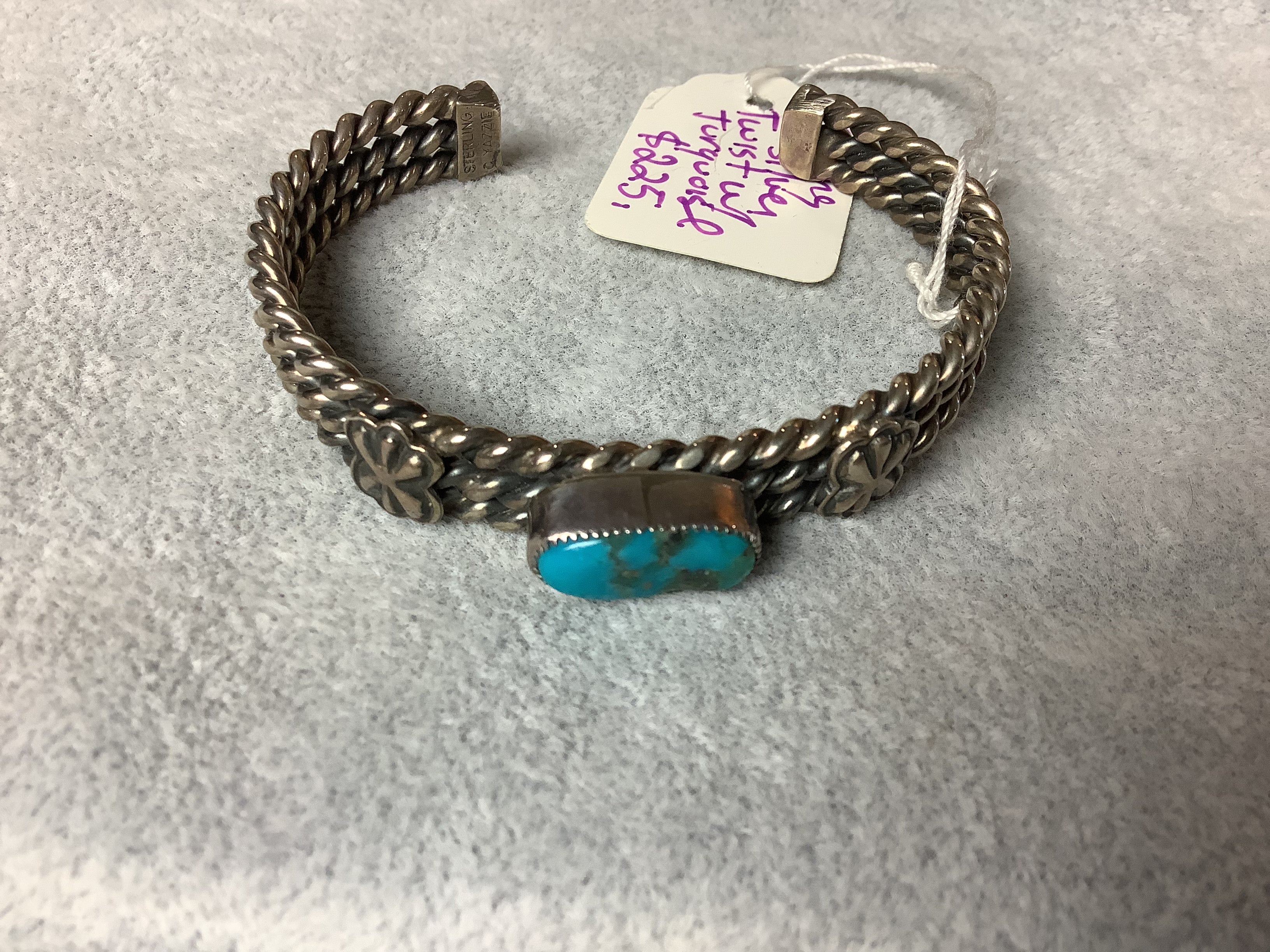 Silver Pearl Ranch - Turquoise nugget and sterling silver twist cuff/bracelet