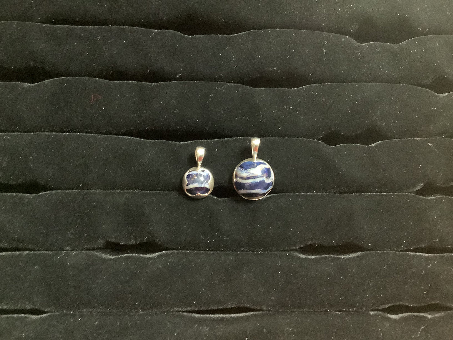 Ivory Jacks - Mammoth Tooth Blue Black Pendants