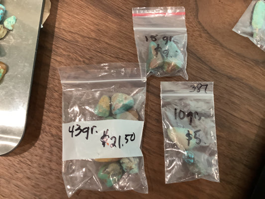 Turquoise nuggets - partly polished/tumbled