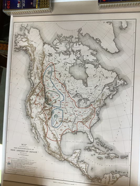 Map / Extermination of the American Bison, William Hornaday 1889