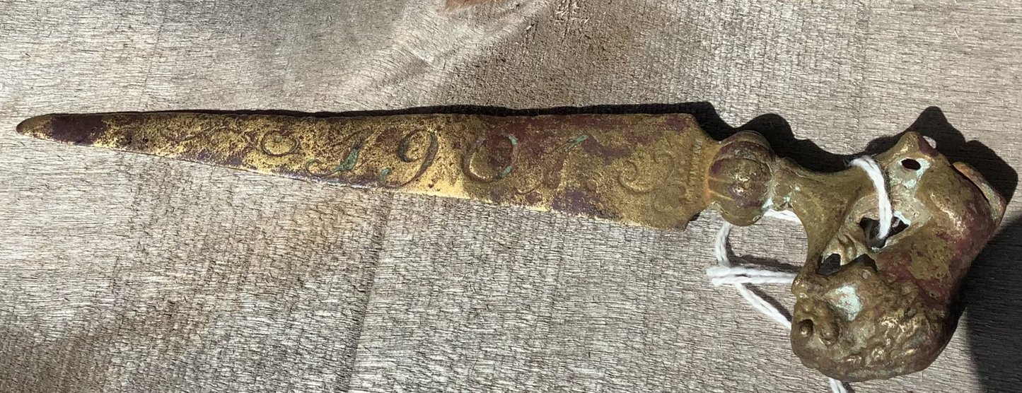 1901 Pan American Exposition (Buffalo N.Y.) brass buffalo topped letter opener