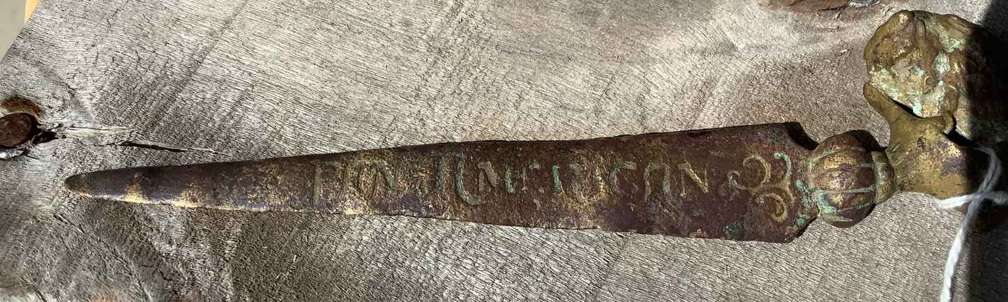 1901 Pan American Exposition (Buffalo N.Y.) brass buffalo topped letter opener