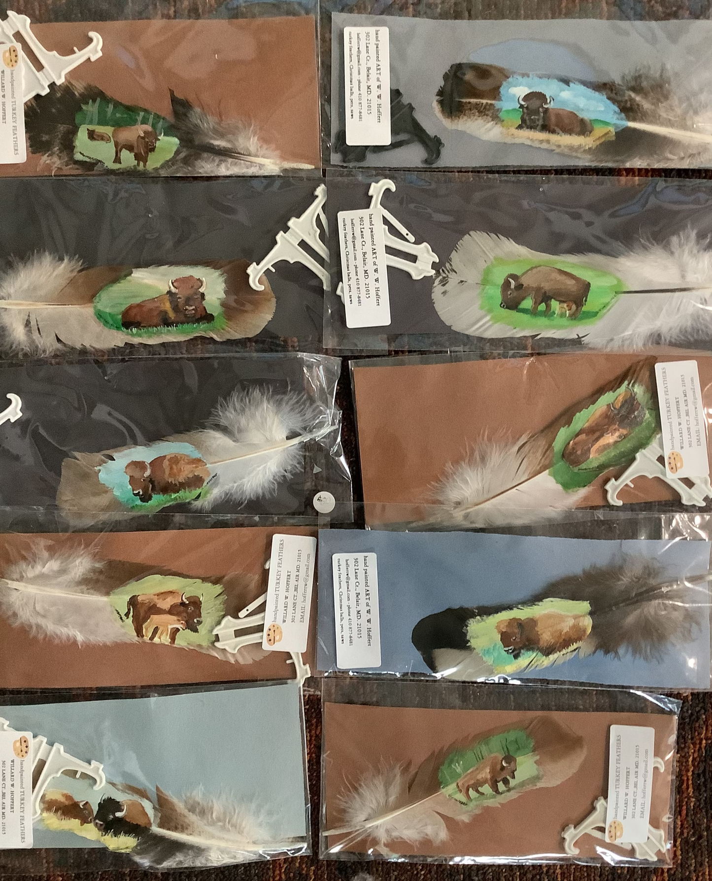 WHOLESALE LOT #15 - Gifting Feathers - Hand Painted on Turkey quills by Will Hoffert