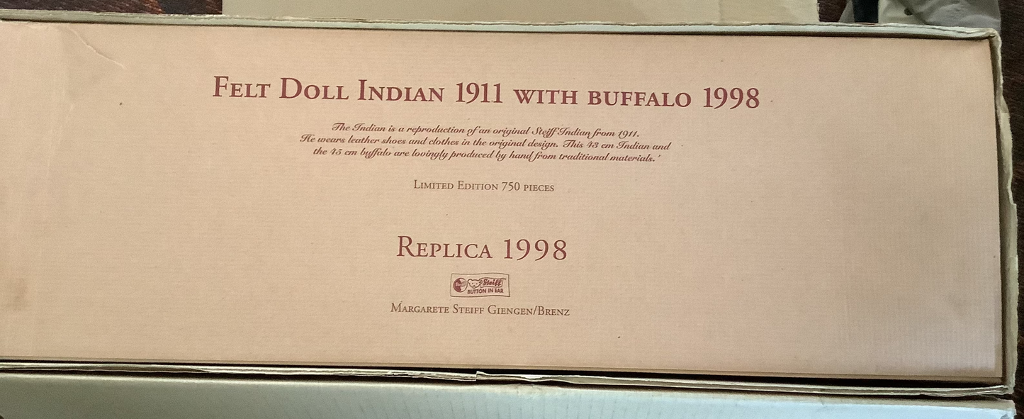 Steiff Felt Indian Doll  and White Buffalo, Limited Edition 1998,