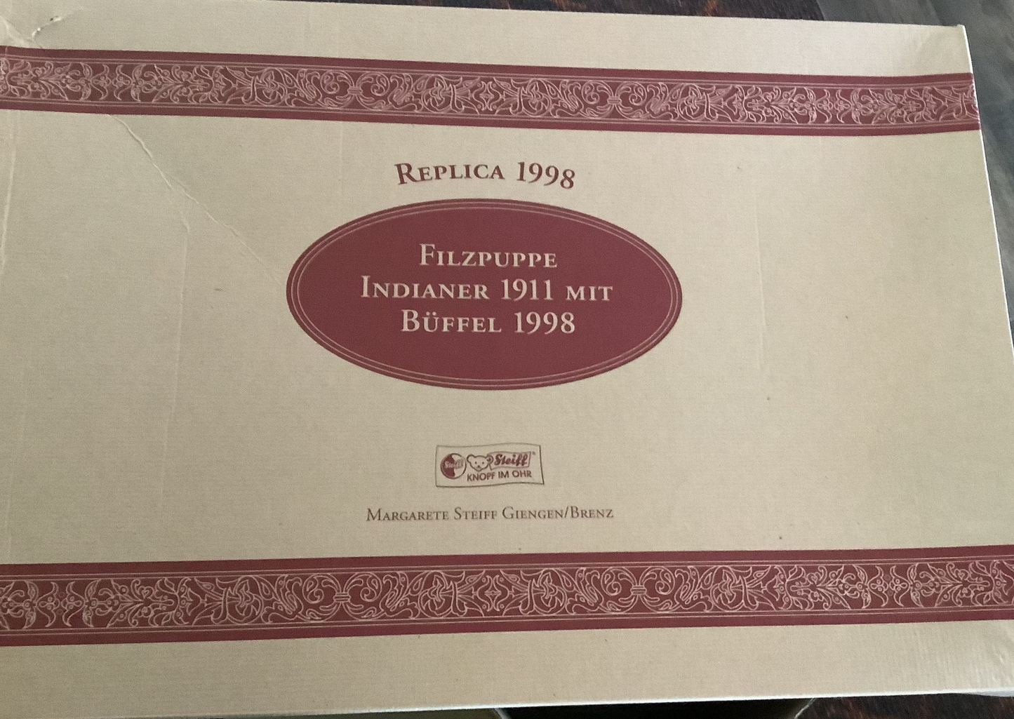 Steiff Felt Indian Doll  and White Buffalo, Limited Edition 1998,