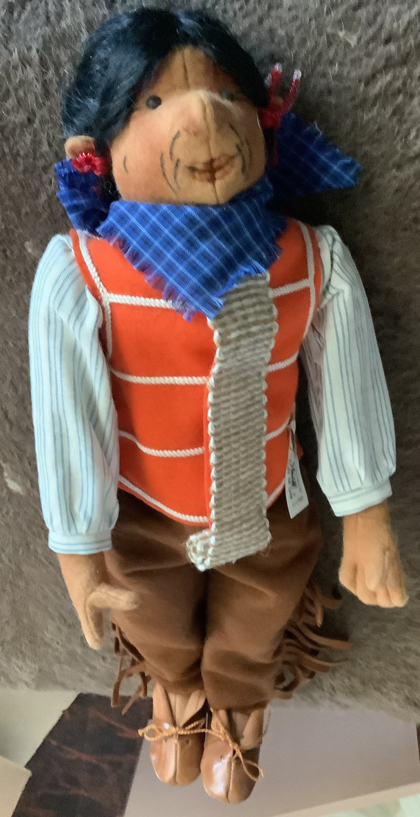 Steiff Felt Indian Doll  and White Buffalo, Limited Edition 1998,