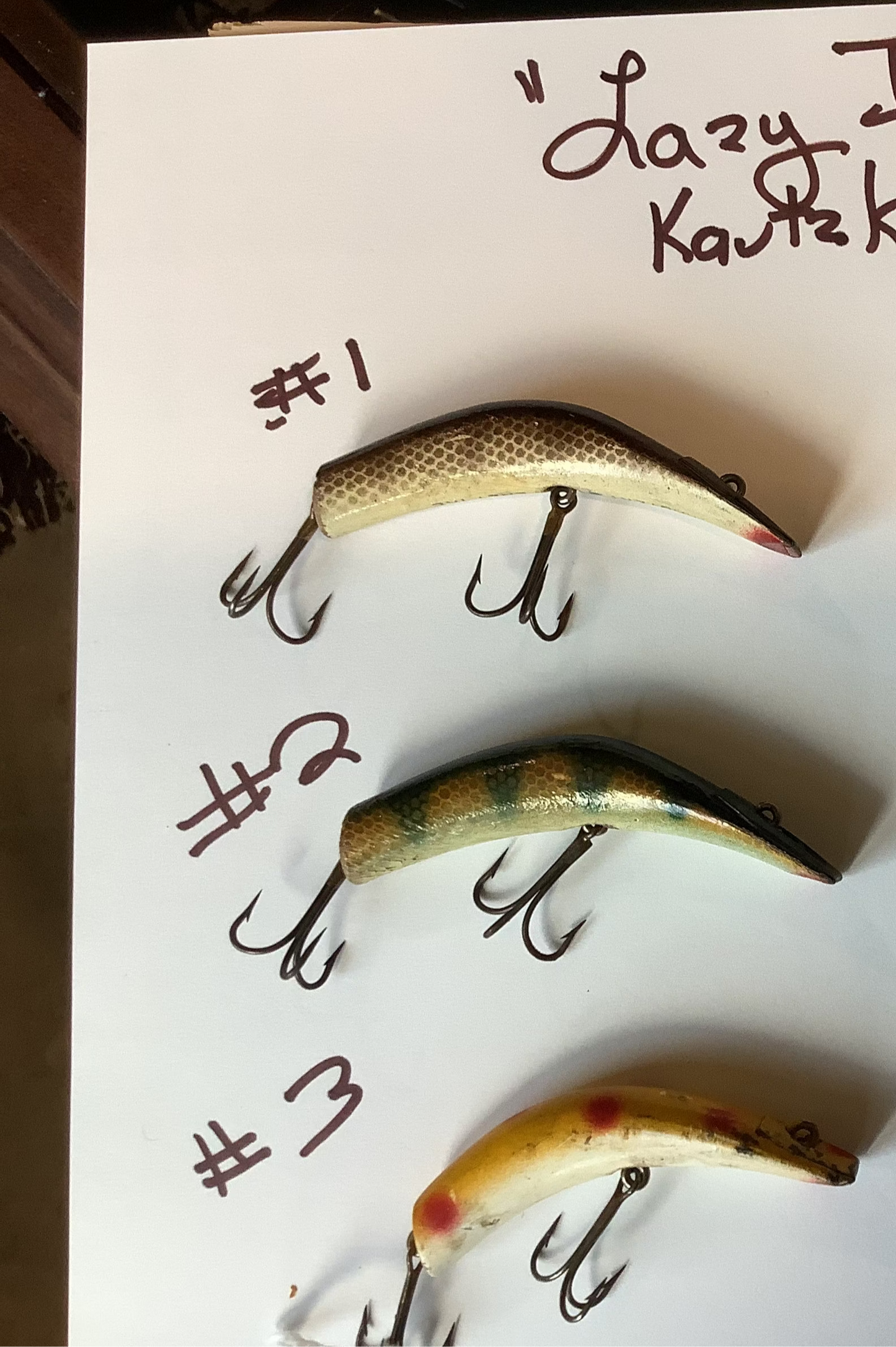Kautzsky's  "LAZY IKE" swim baits.