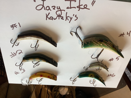 Kautzsky's  "LAZY IKE" swim baits.