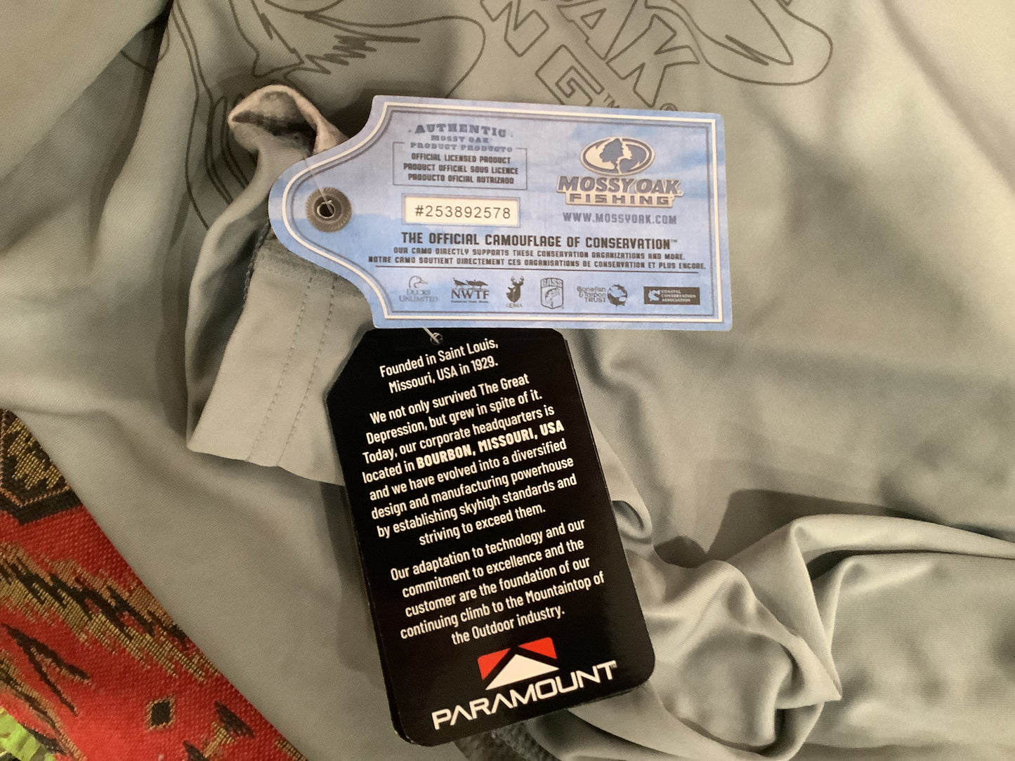 Mens sized silver/grey w/camo fishing, working, casual, poly blend sun shirts