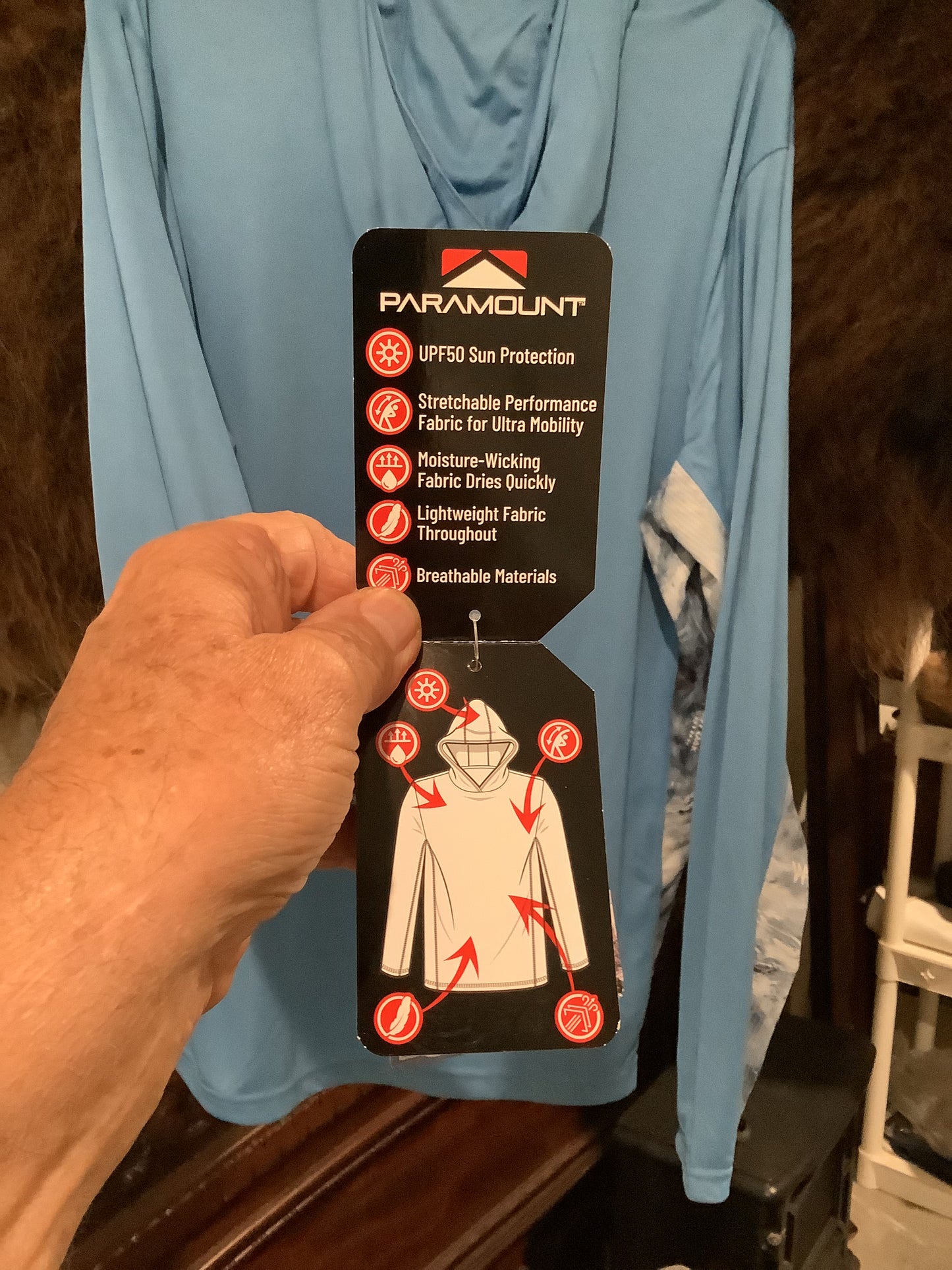 Ocean Blue hooded fishing shirt by PARAMOUNT OUTDOOR PRODUCTS