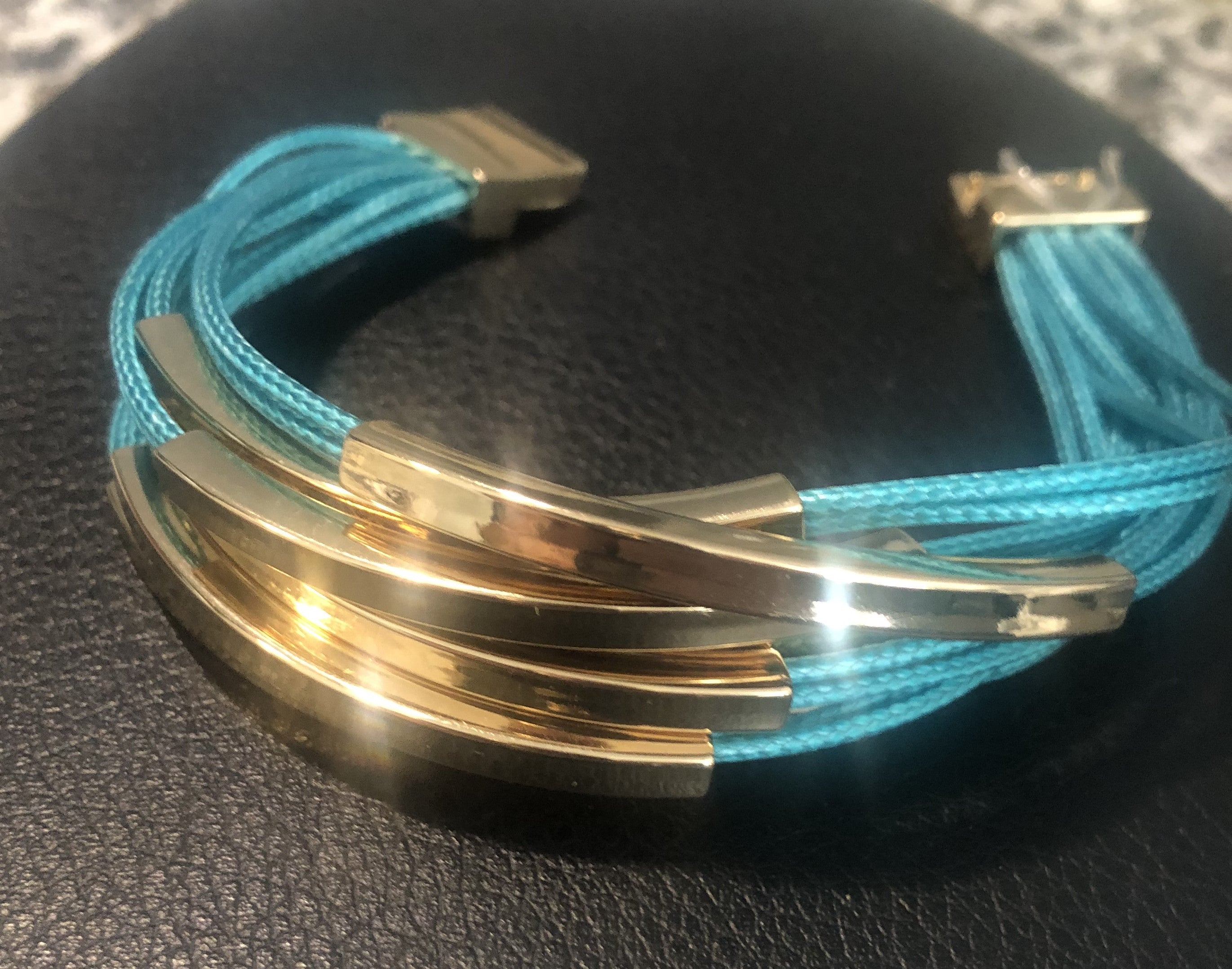 Turquoise corded magnetic clasp bracelet
