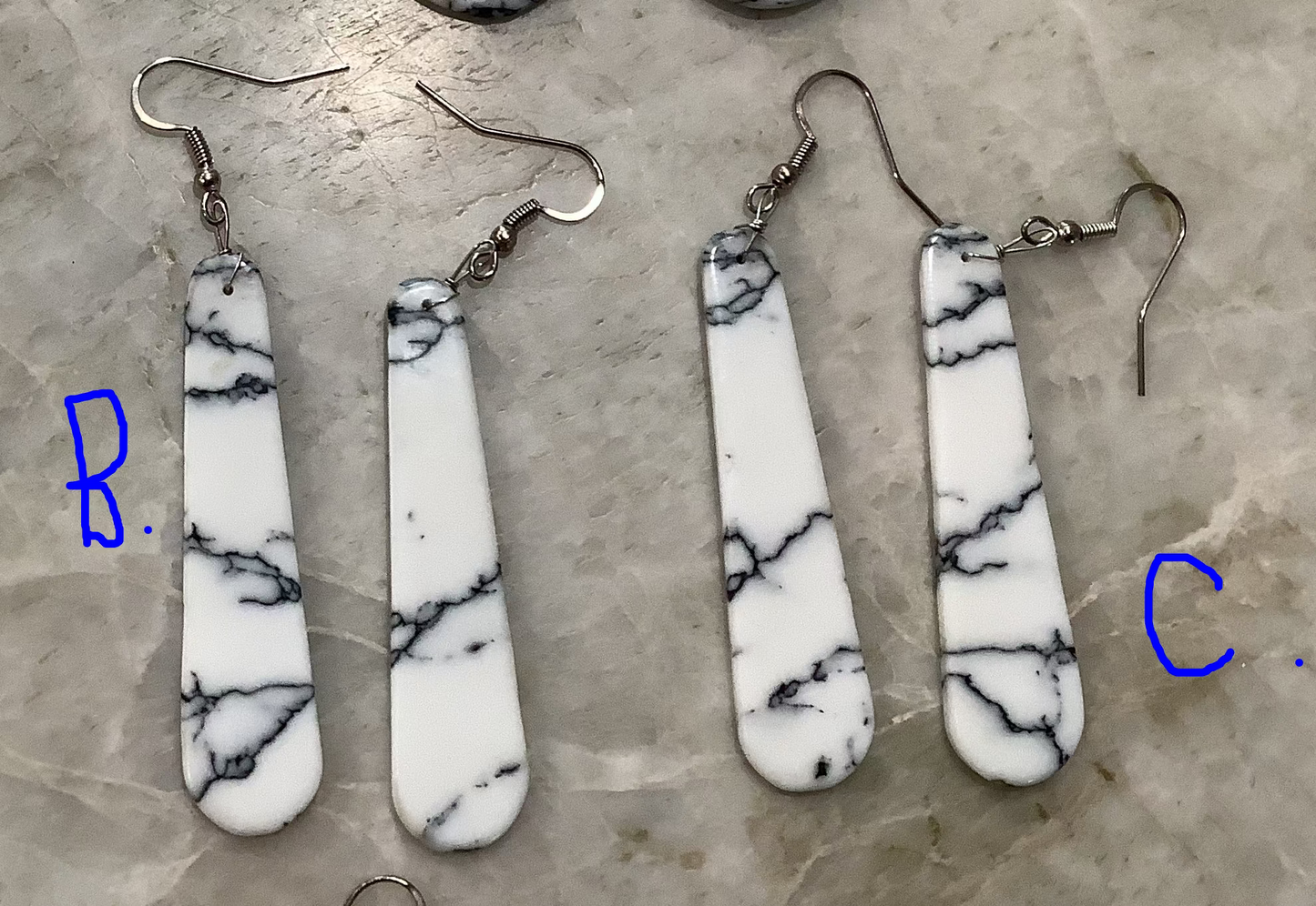 Navajo "White Buffalo" - (Magnesite) Slab Earrings