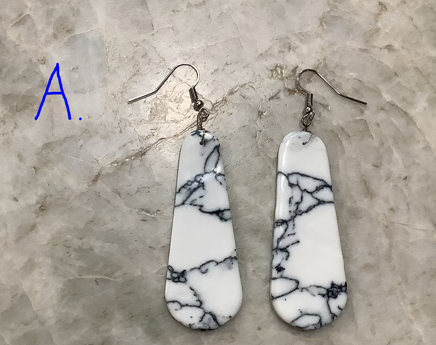 Navajo "White Buffalo" - (Magnesite) Slab Earrings