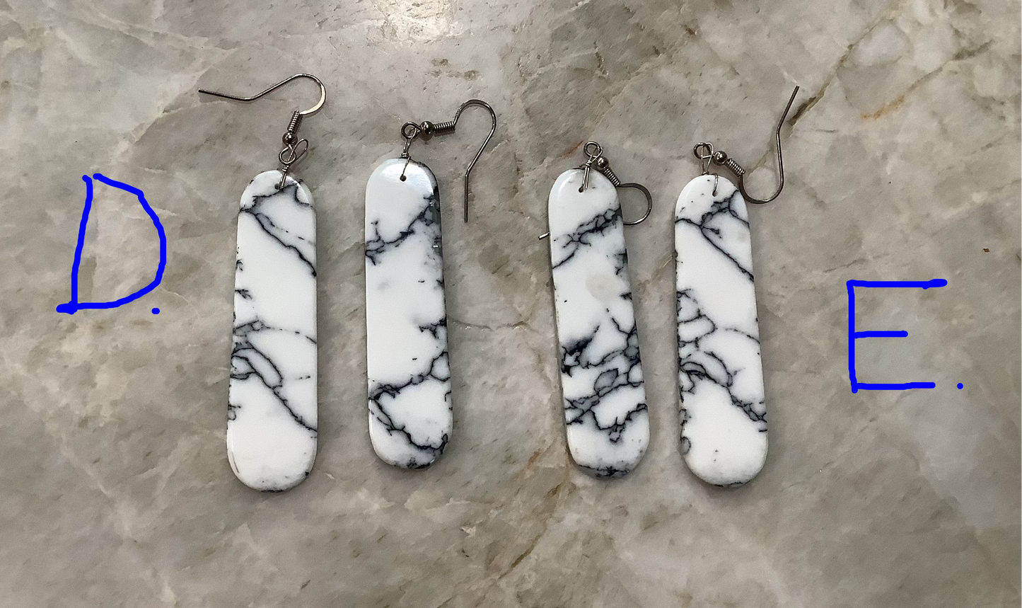 Navajo "White Buffalo" - (Magnesite) Slab Earrings