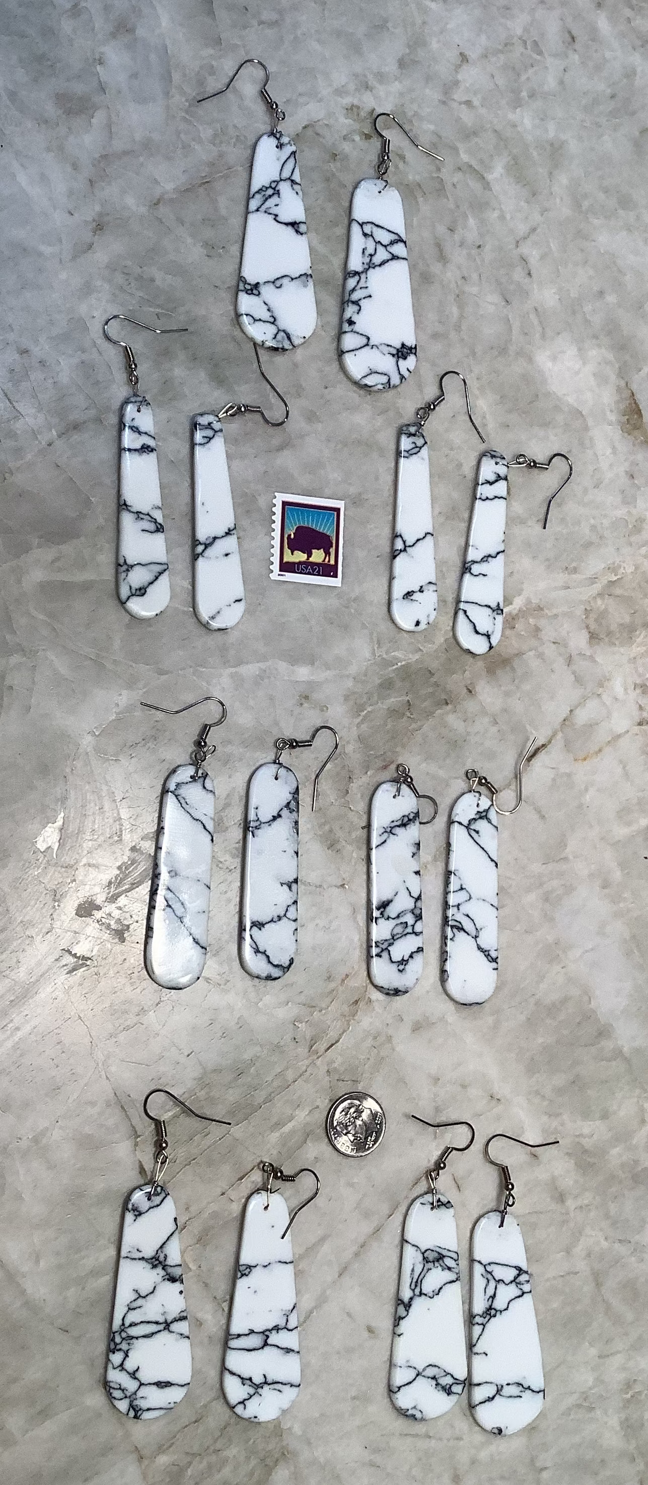Navajo "White Buffalo" - (Magnesite) Slab Earrings