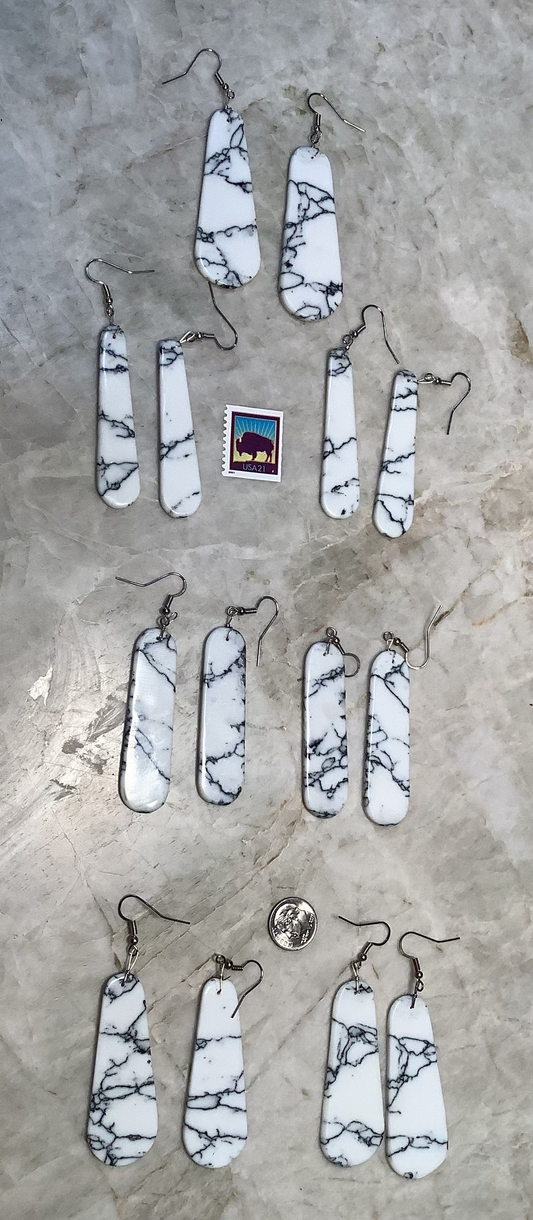 Navajo "White Buffalo" - (Magnesite) Slab Earrings