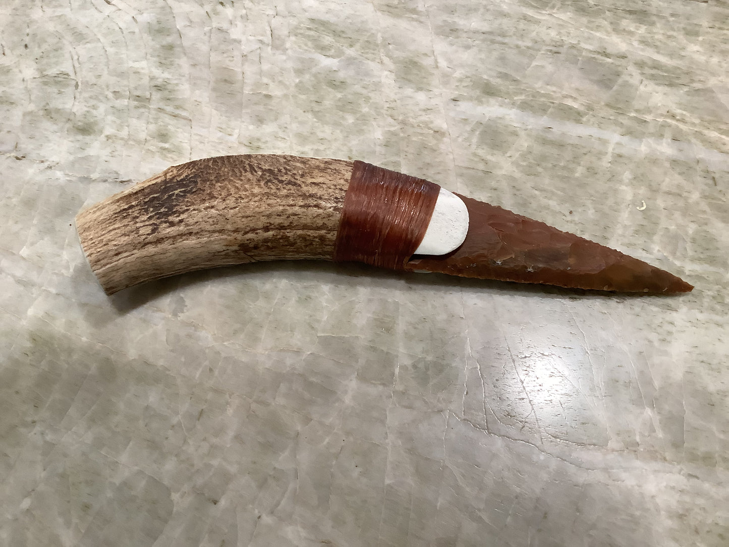 Hand Knapped Chert and Elk knife
