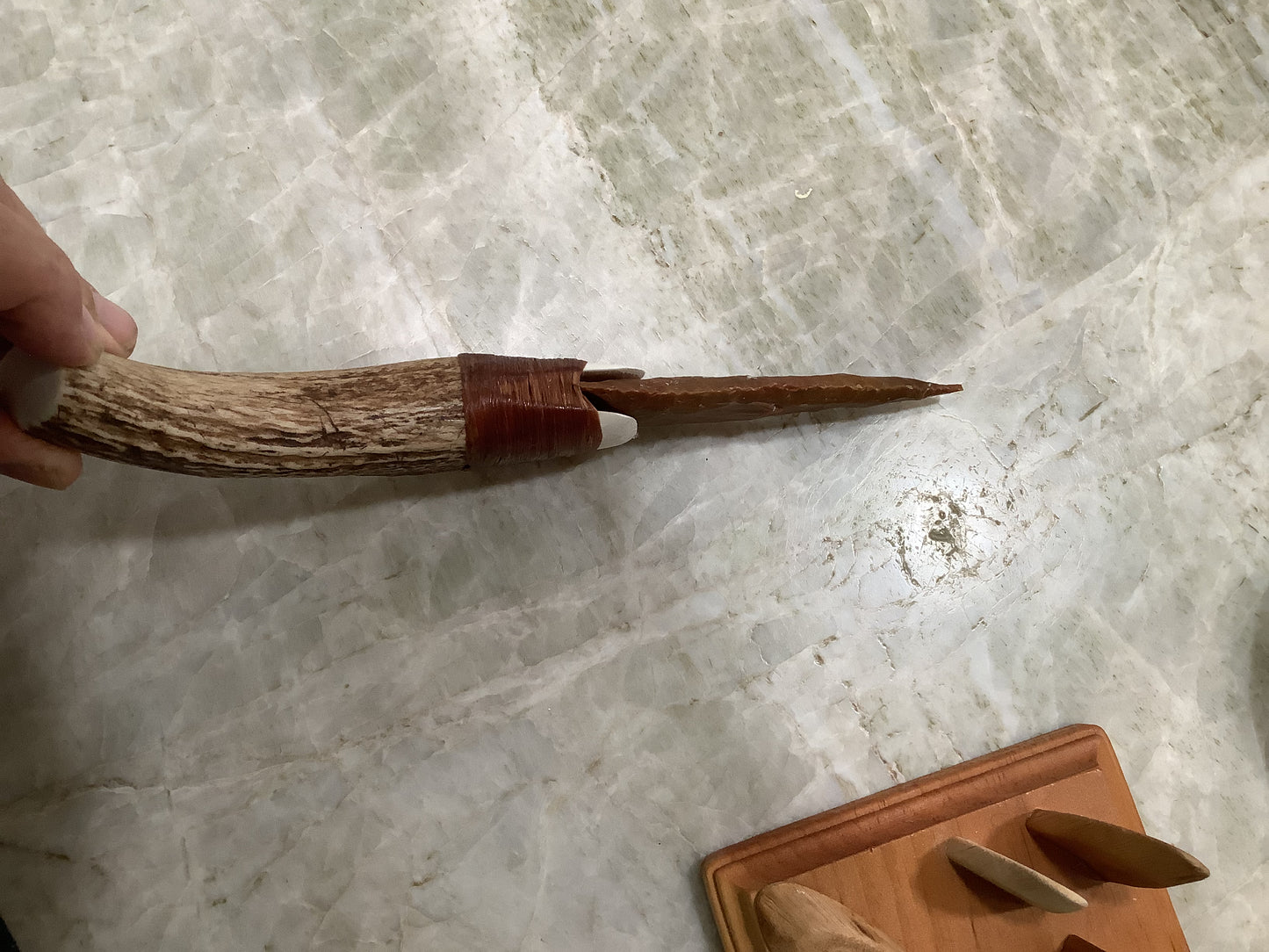 Hand Knapped Chert and Elk knife