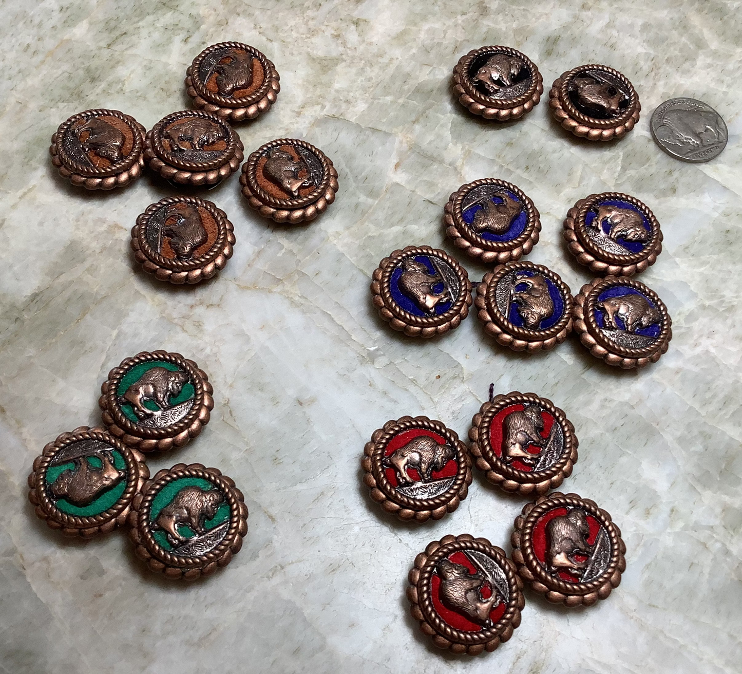 Button covers - antique buffalo