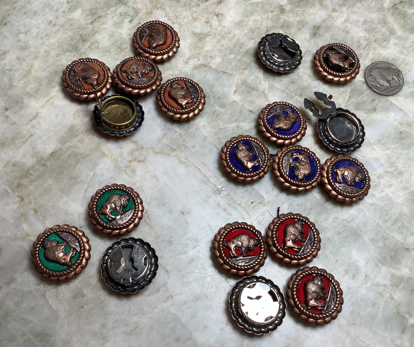 Button covers - antique buffalo