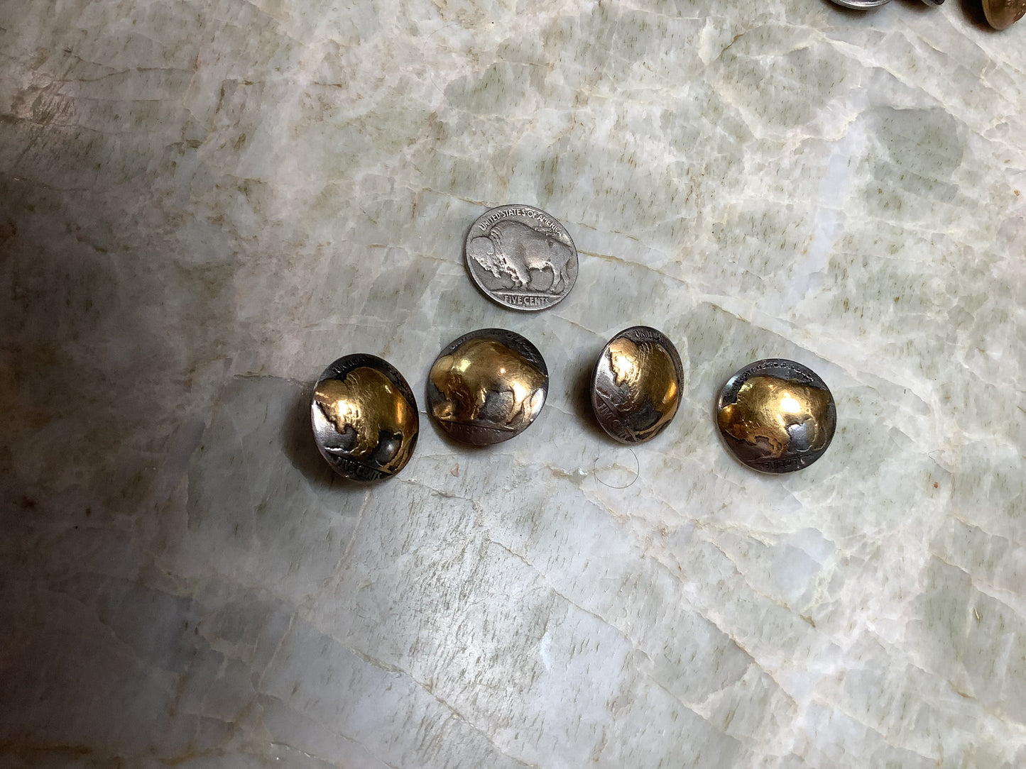 Gold Plated buffalo nickel buttons