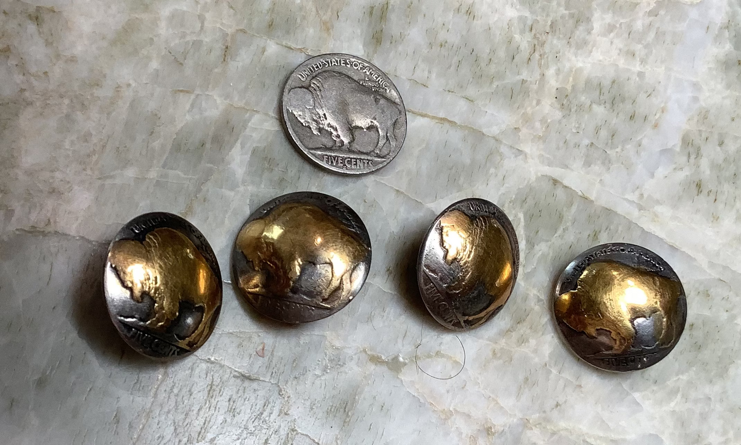 Gold Plated buffalo nickel buttons