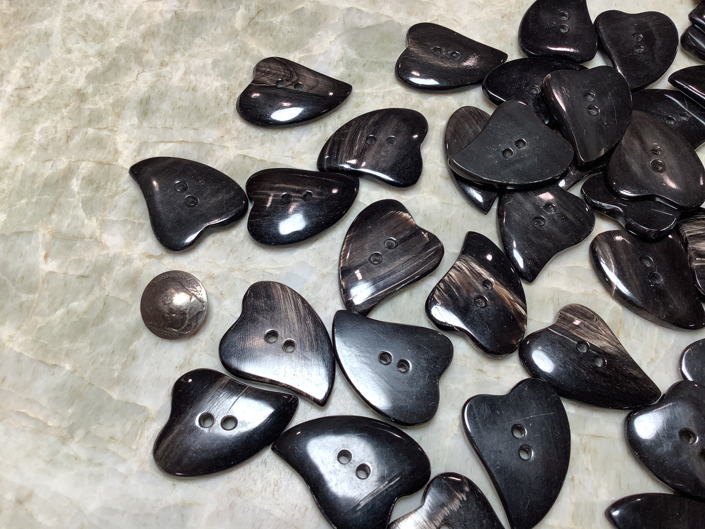 Buffalo Horn - heart-shaped buttons
