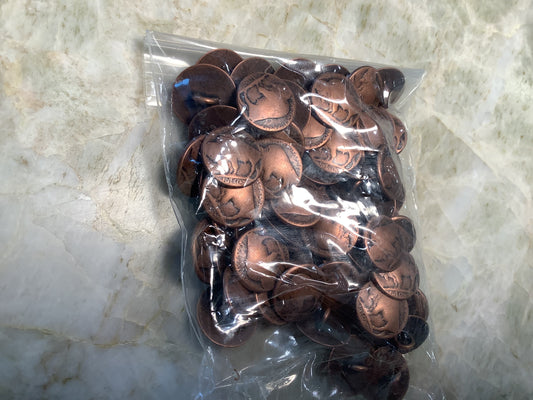 Copper colored (or very likely actual copper) Buffalo Nickel style buttons