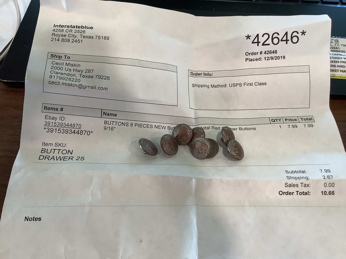 Reproduction Buffalo Nickel buttons - 5/8"