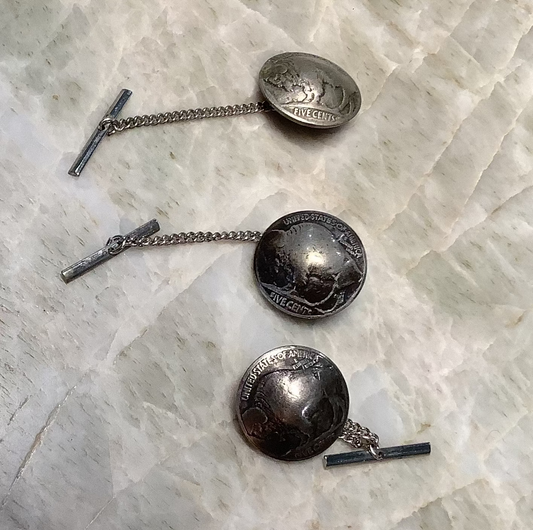 Buffalo Nickel Button Tie Chains